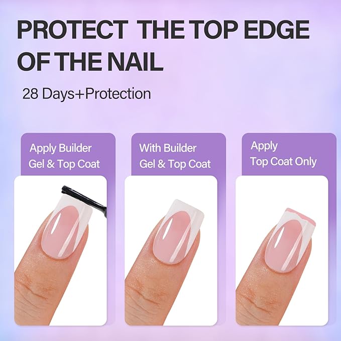 Vansiho Pink Deep French Gel Nails Kit - Short Square French Tip Press on Nails, Nail Gel, Top Coat and Nail Lamp for Gift and Nail Art DIY