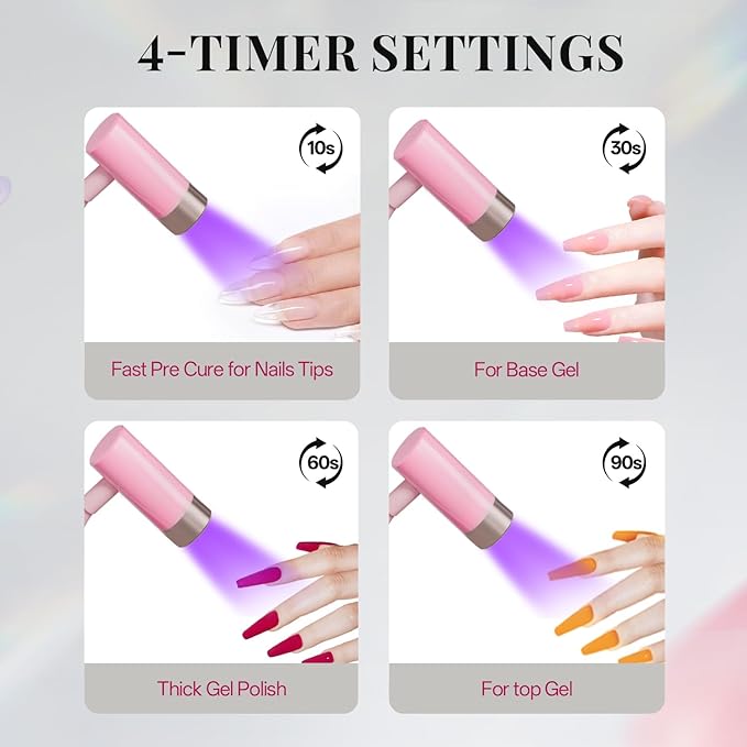 krofaue 12W UV Nail Lamp - Professional Auto-Sensing Nail Dryer with 4 Timers, Touch Buttons Rechargeable UV Light for Gel Nails Polish for Home DIY Manicure