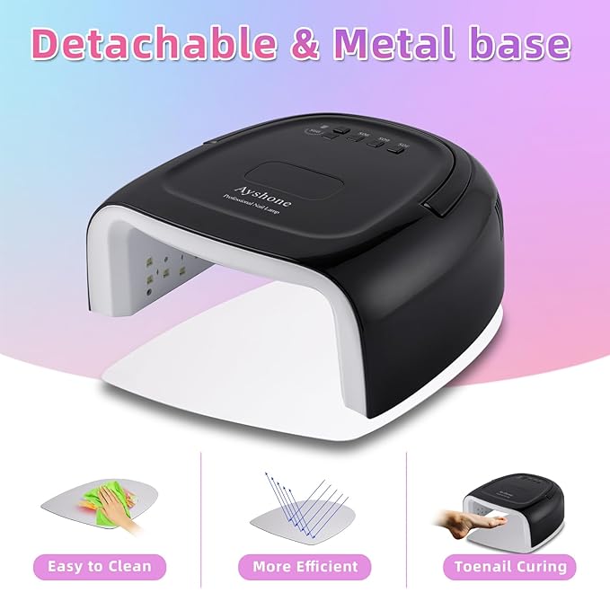 Rechargeable LED Gel Nail Lamp, 60W Cordless UV Led Nail Light with Lifting Handle Touch Sensor LCD Screen (Black)