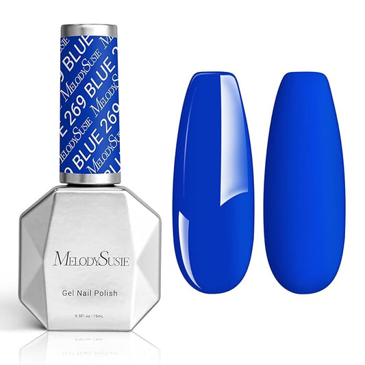 MelodySusie Thick Royal Blue Gel Nail Polish,0.5fl oz Soak Off UV LED Bright Navy Blue Gel Polish Gift for Women Nail Art Manicure Salon DIY Nail Design Decoration at Home-269