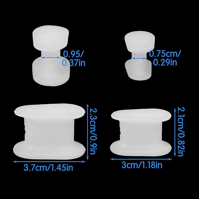 12 Pack Soft Gel Toe Separators for Women and Men, White Silicone Toe Spacers, Two Size Separators Toes Straighteners for Crooked Toes, Overlapping, Bunions, Calluses