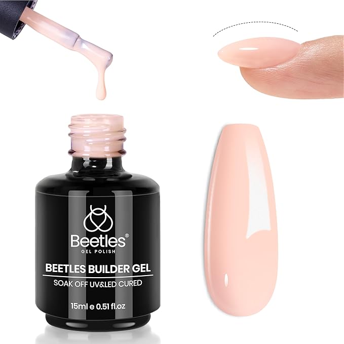 Beetles Builder Gel for Nails,0.5 oz 7 in 1 Nail Thickening Strengthening Building Apex for Beginner DIY Salon at Home,Nude Builder Nail Gel,UV & LED Lamp Cured Needed