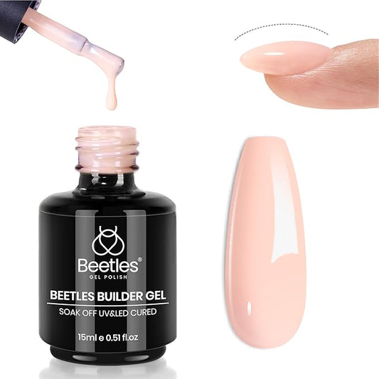Beetles Builder Gel for Nails,0.5 oz 7 in 1 Nail Thickening Strengthening Building Apex for Beginner DIY Salon at Home,Nude Builder Nail Gel,UV & LED Lamp Cured Needed