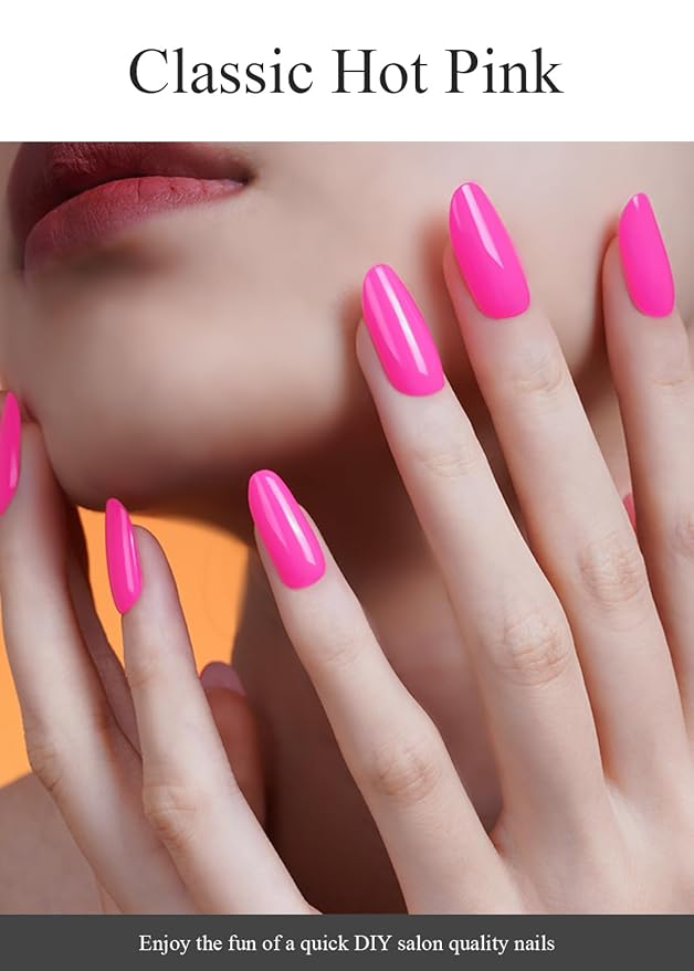 Semi Cured Gel Nail Strips (Classic Hot Pink), 20 Pcs Gel Nail Wraps, Stickers, UV Light Required, Salon Quality, Long Lasting