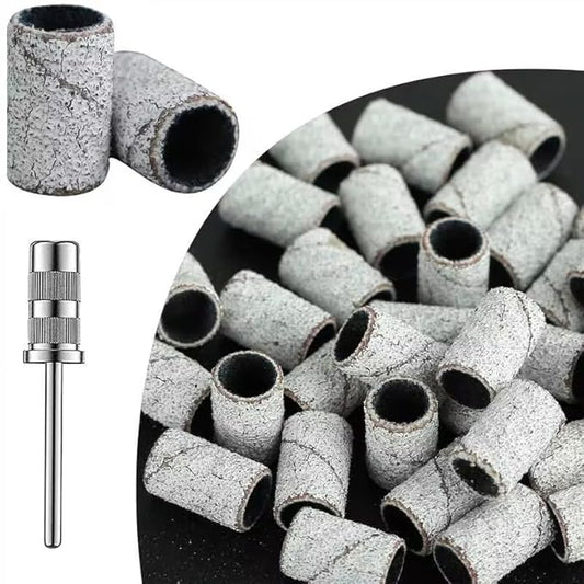 50Pcs Sanding Ring Bands and 1PCS Nail Drill Bit,Professional Sanding Bands Nail Manicure (#150 Grit)