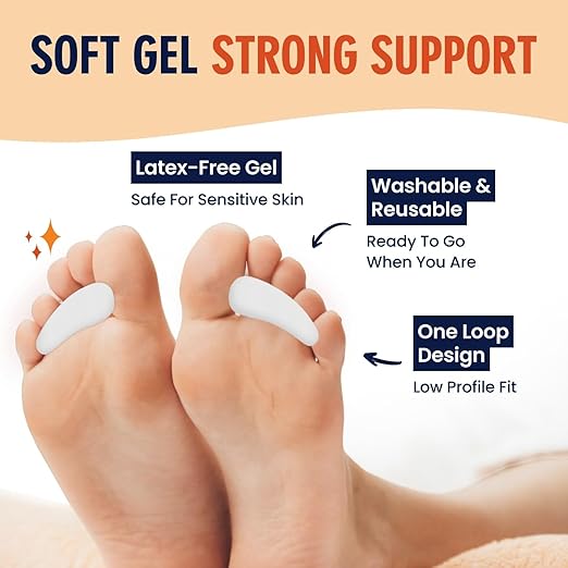 Dr. Frederick's Original Hammer Toe Corrector Gels - 2 Pairs - All-Day Relief for Crooked & Overlapping Toes - Soft Cushioning - Symptomatic Support for Toe Alignment - White - 1 Loop Design