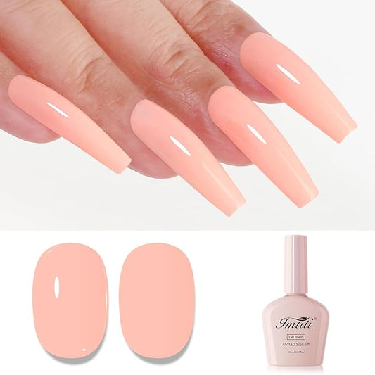 Imtiti Coral Gel Nail Polish, Light Coral Orange Gel Polish High Gloss Soak Off UV LED Spring Summer Art Manicure Salon DIY Design 10ML