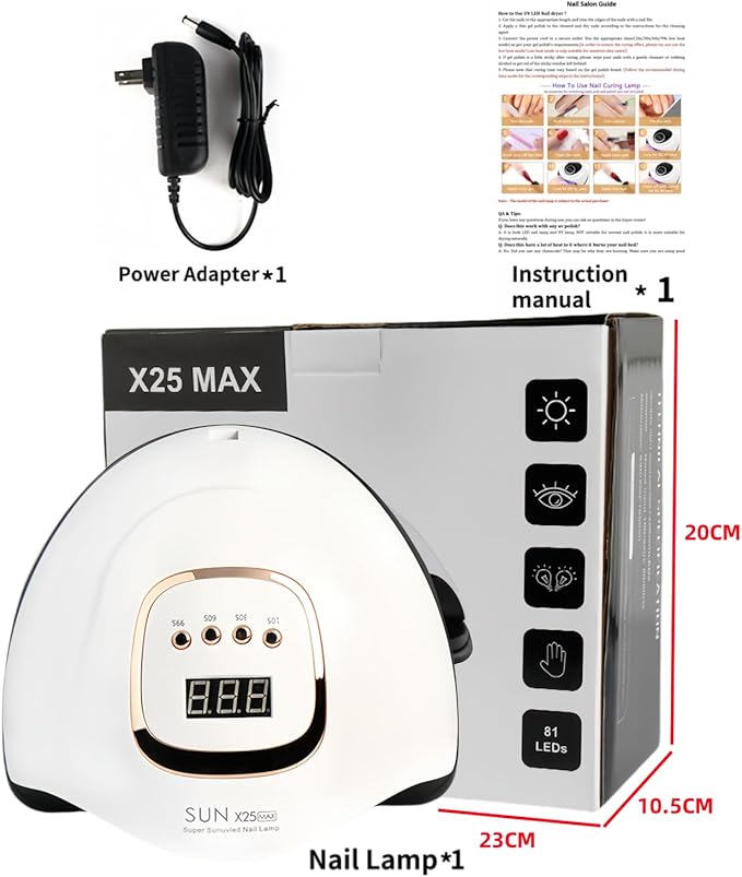 UV LED Nail Lamp with 81 Beads, 380W Nail Curing Lamps for Gel Polish with Automatic Sensor/4 Timer Setting,Led Nail Dryer, Professional Nail Art Drying Tools for Fingernail and Toenail