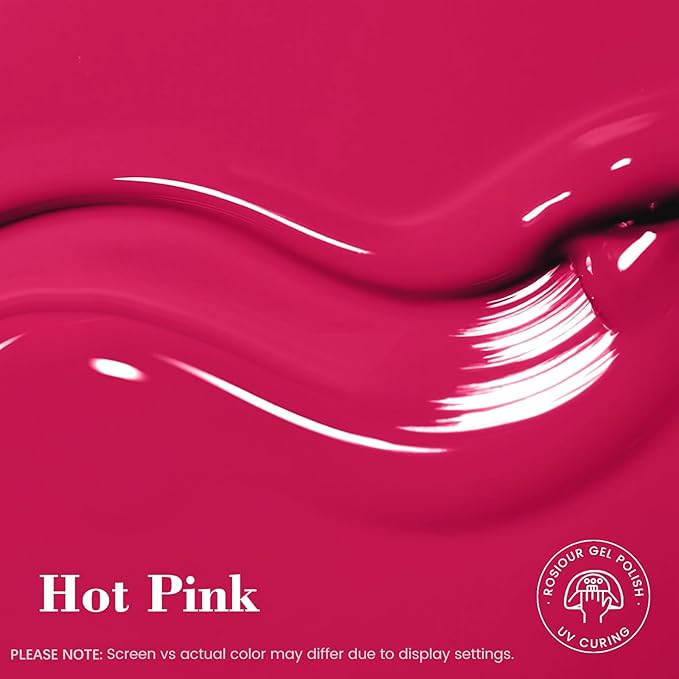 HEMA and TPO Free Gel Polish Spring Summer Colors, 18 ML Hot Pink One Step Gel Nail Polish 3-in-1, Neon Pink Gel Nail Polish for U V Light, Soak Off Gel Polish for Women Girl Nail Lovers