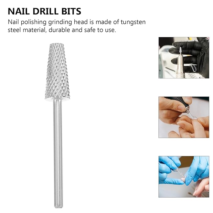 Tungsten Steel Nail Grinding Head Kit, 2pcs Manicure Drill Bits for Nail Polishing Dead Skin Removal, Professional Manicure Art Tool for Salons, 1.57in