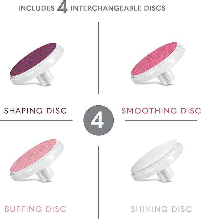 BELLASONIC 4-in-1 Rechargeable Electric Nail File Set with Travel Pouch – Unique Oscillating Head – Shape, Smooth, Buff & Shine Nails – Remove Cuticles & Calluses (Pink/Pink Metallic)