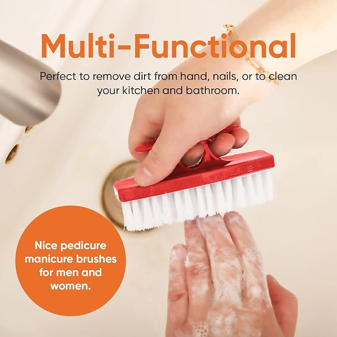 Nail Brush for Cleaning Fingernails, Nail Scrubber Brush, Toe Foot Hands Fingernail Brush Cleaner- Small Scrub Brush- All-Purpose Stiff Cleaning Brush (12 Pack, Red)