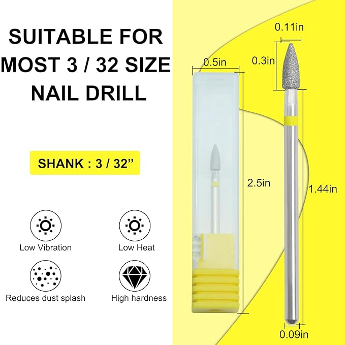 Nail Drill Bit Russian Manicure Drill Bits Nature Nail Buffer Bit for Cuticle Remove Nail Art Design Manicure Pedicure Professional Home & Salon Use (Extra Fine)