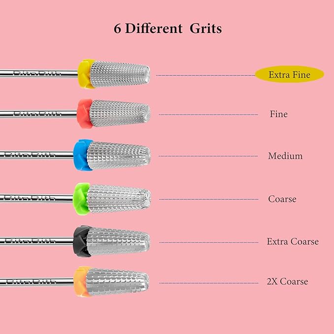 5 in 1 Nail Drill Bits, 3/32”Professional Carbide Drill Bits for Nails Multifunction Bit, Fast Remove Acrylic Hard Gel Cuticle Nail Efile Bit Manicure Pedicure,Two Way Rotate,Extra Fine