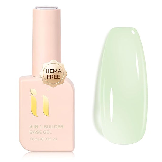 Hema Free Builder Gel for Nails, Soak Off Building Base Gel, TPO-Free Vegan, For Beginner Sensitive Nails, Salon Nail at Home Thickening & Repair