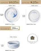 MALACASA 12 Pcs Porcelain Plates and Bowls Sets, Dinnerware Set - Image 2