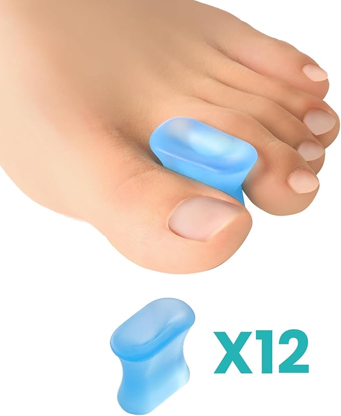 Upgraded Gel Toe Separators – 12-Pack Bunion Pads – Toe Spacers for Straightening Overlapping Toes, Bunions, Calluses – Soft Silicone Bunion Corrector for Men and Women(Medium Size)