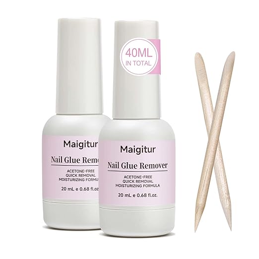 40ML Nail Glue Remover for Press On Nails - False Nails Tips - Acrylic nails Press On Nail Remover Easy Removal Debonder for Glue on Nail Tips,Non-Acetone Nail Polish Remover