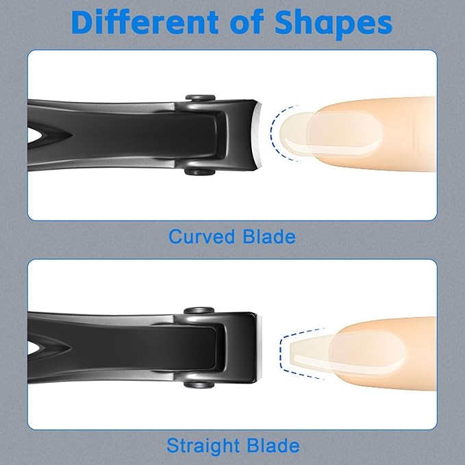 Toenail Clippers for Thick Toenails, Long Handle Wide Jaw Opening Nail Clippers for Adult, Men, Seniors, Extra Large Heavy Duty Toenail Clippers for Fingernail & (4pcs_Curved_Straight_Black)