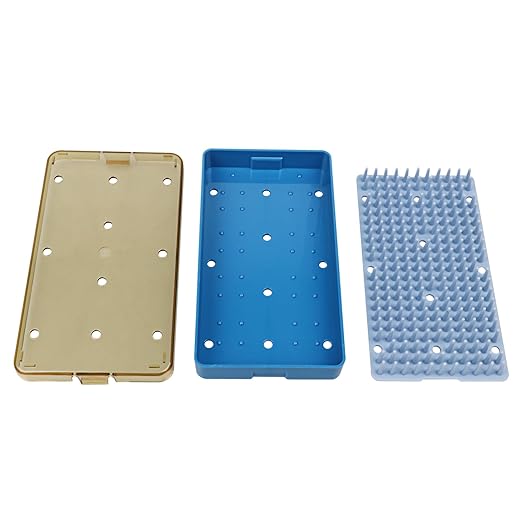 EustomA Autoclavable Instruments Sterilization Tray Case Plastic with Silicone Mat Storage Box S/M/L Size for Instruments/Tools (M)