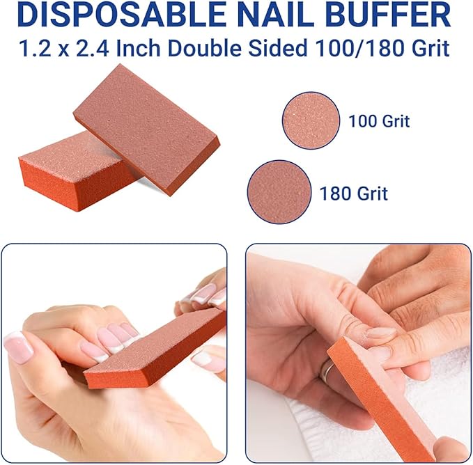 200-Count 4-Piece EVA Pedicure Kit, Includes 80/100 Grit Nail File, Purple Pumice Pad, Orange Buffer, and EVA Toe Separator, Individually Packed