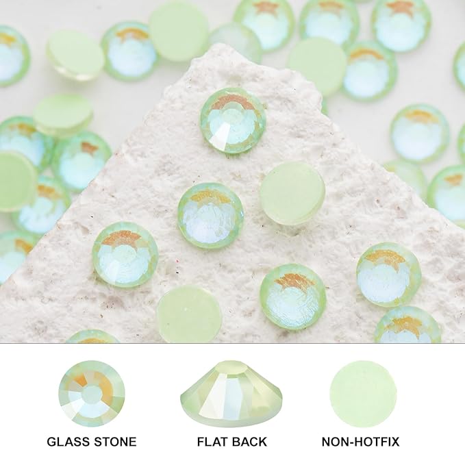 Novani 576 Pieces Flatback Rhinestones Glass Round Gems F-Lt.Green Crystals for Nail Art DIY Crafts Clothes Shoes,SS30,6.4-6.6mm