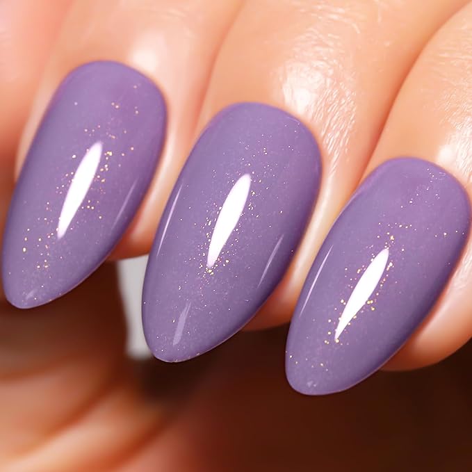 Imtiti Glitter Gel Nail Polish, 0.5 Fl Oz Nude Purple Glitter Gel Polish Soak Off LED U V Gold Shimmer Sparkle Nail Gel Polish DIY Nail Art Starter Manicure Salon Gel Nail Polish Kit