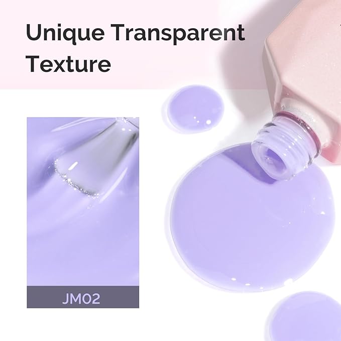 MelodySusie Jeweliver Gel Nail Polish, 0.5Fl Oz Light Purple Jelly Gel Polish Sheer Translucent Nude Soak Off UV LED Light Cure Spring Summer Colors Manicure Nail Art DIY at Home JM02