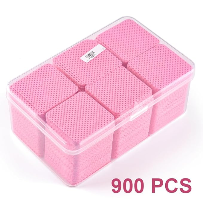 900 PCS Lint Free Nail Cleaning Wipes to Remove Gel Nail Polish & Other Excess Liquid Disposable Nail Cleaning Wipes (Pink)