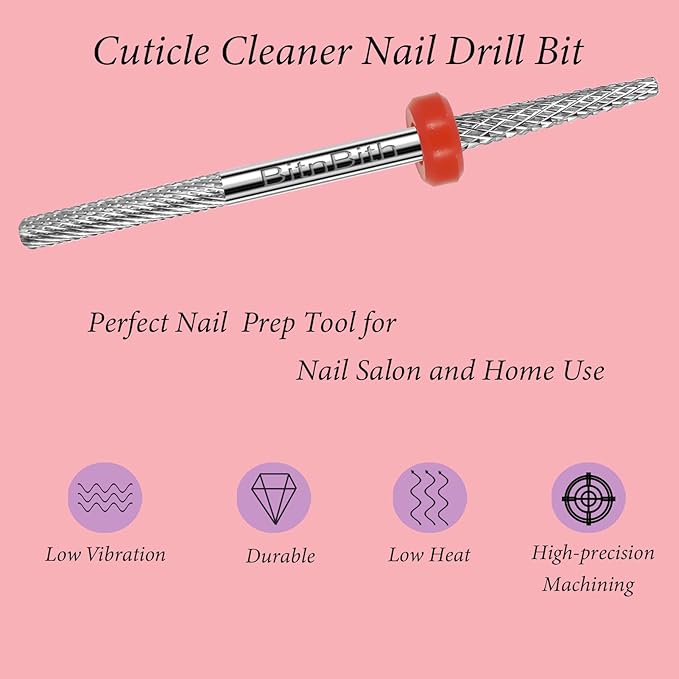 Nail Drill Bit Double Heads Cuticle Nail Drill Bit 3/32" Professional Tungsten Carbide Nail Bit,Safety for Nail Prepare,Dead Skin Cleaner,Manicure Pedicure Nail Supplies Home Salon,Fine
