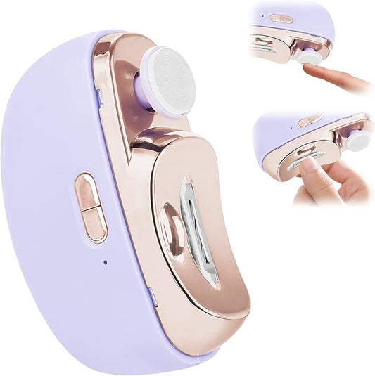 Electric Nail Clipper, 2026 New Upgraded 3-in-1 Nail Trimmer with Polishing, 2-Speed Adjustable Nail Cutter with LED Light, Multifunctional Electric Nail Clippers for Seniors Babies Adults (Purple)