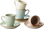 famiware 3oz Espresso Cups and Saucers, Stoneware Demitasse Cup by Famiware