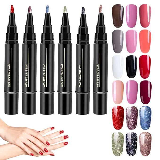 Nail Polish Pens, 3 in 1 Quick Dry Gel Polish Pens with 18 Colors 5ML, for DIY Nail Art, Easy Home Use for Women (Color 1-18)