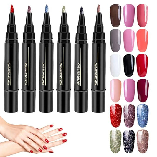 Nail Polish Pens, 3 in 1 Quick Dry Gel Polish Pens with 18 Colors 5ML, for DIY Nail Art, Easy Home Use for Women (Color 1-18)