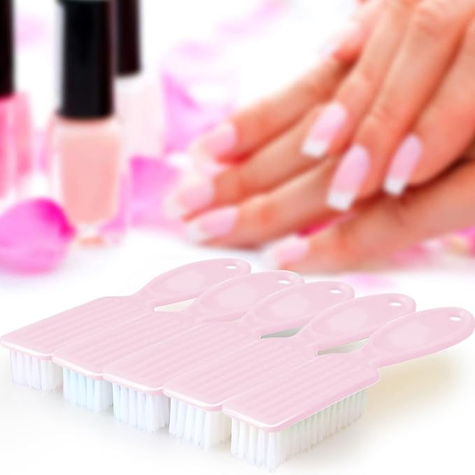 NICEMOVIC 10 Pcs Nail Brush for Cleaning Fingernails, Handle Grip Nail Scrubber Brush, Hand Fingernail Cleaner Brush Manicure Tools Scrub Cleaning Brushes, Use for Toe and Nail Cleaning (Macaron-Pink)