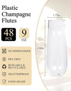 Ciaell 48 Pack Plastic Champagne Flutes - Image 2