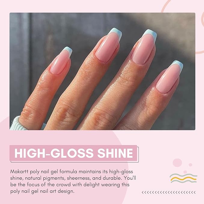 Makartt Poly Nail Gel: Natural Pink 50ML 3D Gel Nail Builder Salon Supplies Easy DIY at Home