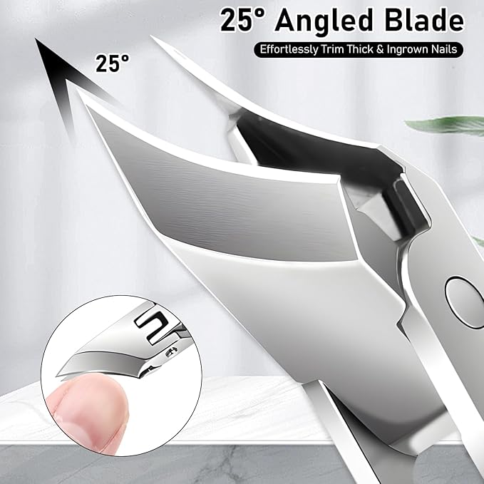 Eagle Beak Beveled Nail Clippers, Wide Jaw Opening Anti-Splash Slanted Nail Clipper Set, Eagle Beak Angled Nail Clippers 3-Piece Set, for Thick and Ingrown Nails (Black)