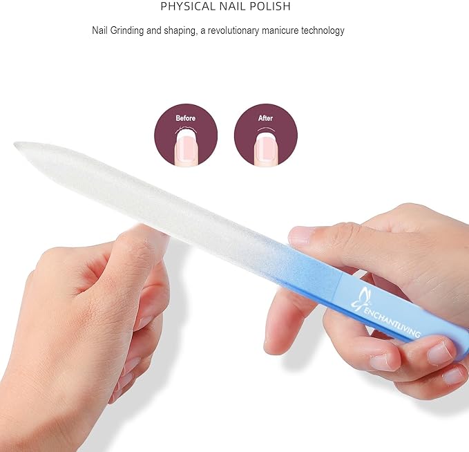4 Pack Glass Nail Files with Case,Crystal Glass Fingernail Files,Double Sided Glass Nail File,Nail Care Nail File,Gifts for Women and Girls,Individual Packaging