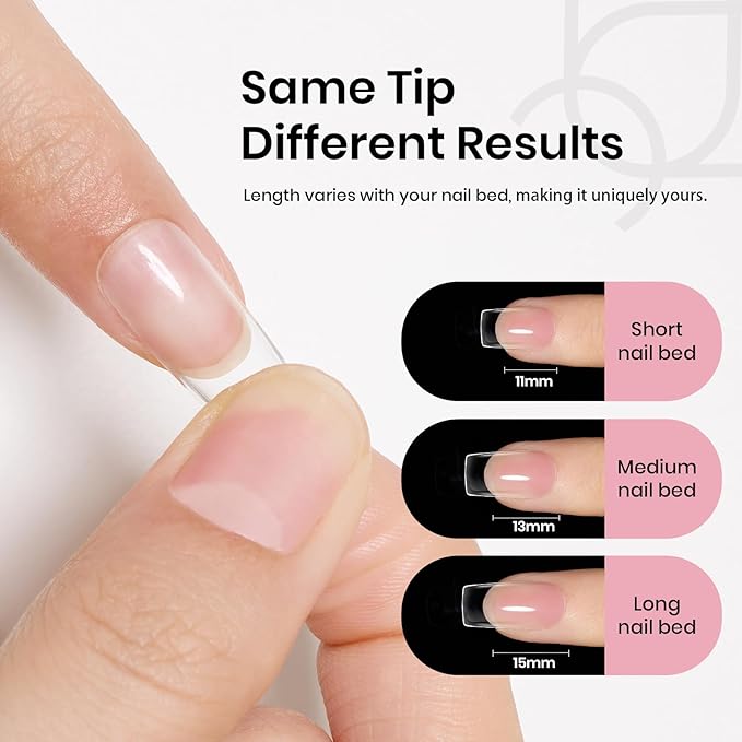 Beetles Gel Nail Kit Short Square with Nail Dehydrator and Primer, 576Pcs Half Matte Etch-X Gel Nail Tips Solid Nail Glue Mini Nail Lamp Acrylic Nail Tips Easy DIY Nail Extension Set Gift for Women
