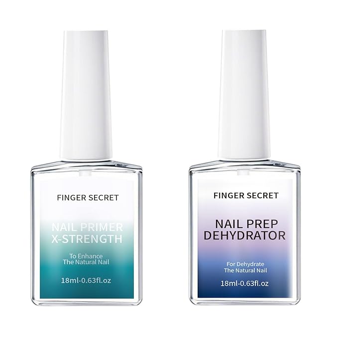 X-Strength Nail Primer and Prep Dehydrator Poly Gel Nail Kit,Nails Fast Dry Prep Base Coat Kit for Design Nail Art in Salon or Home Use 18ml/0.63floz