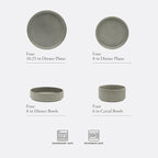 Gibson Elite Deerfield 16-Piece Stoneware Dinnerware Set – Soft Grey Reactive - Image 2
