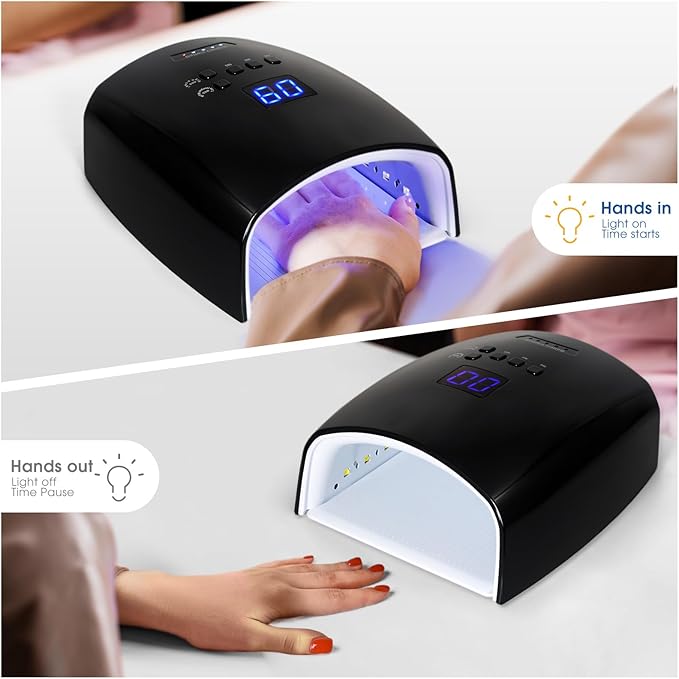 48 Watt UV LED Nail Lamp Rechargeable Cordless Gel UV Light for Nails, Professional Nail Dryer with 5 Timer Setting & Auto Sensor,Wireless Fast UV Nail Light Curing Lamp for Salon & Home