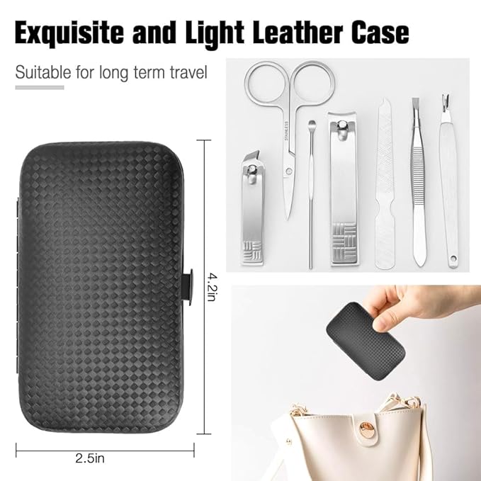 Christmas Gift for Dad Gifts Nail Clippers for Men Boyfriend Husband Nail Kit 7 in 1 Leather Case Travel Manicure Set Finger and Toe Nails Tool Gift for Father Grandpa Birthday Father Day for Him