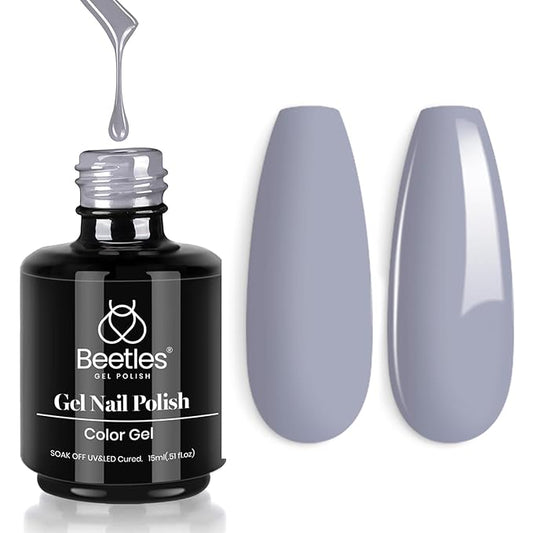 Beetles Gray Gel Nail Polish, 15ml Fall Grey Gel Polish Soak Off UV LED Nail Lamp Nail Art Manicure Salon DIY Home 0.5Oz Nail Polish for Women
