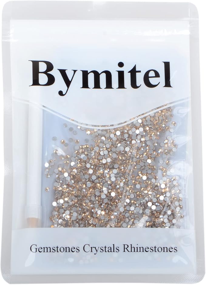 2880PCS Art Nail Rhinestones Non Hotfix Glue Fix Round Crystals Glass Flatback for DIY Jewelry Making with one Picking Pen (ss8 2880pcs, Lt. Peach)