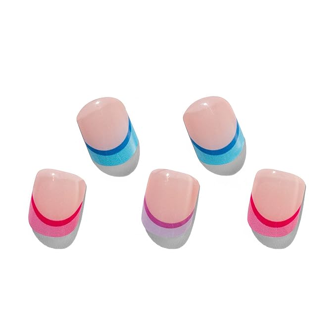 MOMSON Semi Cured Gel Nail Strips - 20 Real Gel Nail Polish Stickers/Full Nail Wraps - Art Manicure Kits for DIY at Home, Salon-Quality, Easy to Apply & Remove (Cute Macaron)