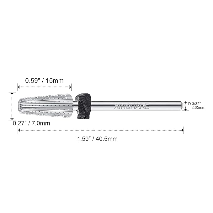 5 in 1 Nail Drill Bit 3/32" Tungsten Carbide Multifunctional Nail Bits Professional Fast Removing Acrylic Hard Gels Cuticle Nail Efile Bit for Nail Drill Machine Extra Coarse(XC)