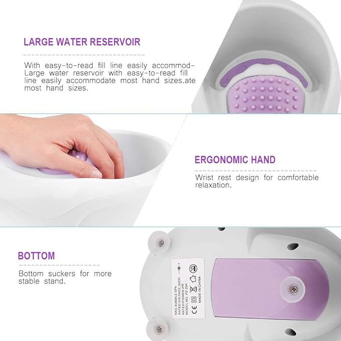 Electric Manicure Bowl with Vibration Large Water Reservoir Nail Soaking Bowl for Dead Skin Removal Nail Polish Remover Hand Massage Soak and Relaxation