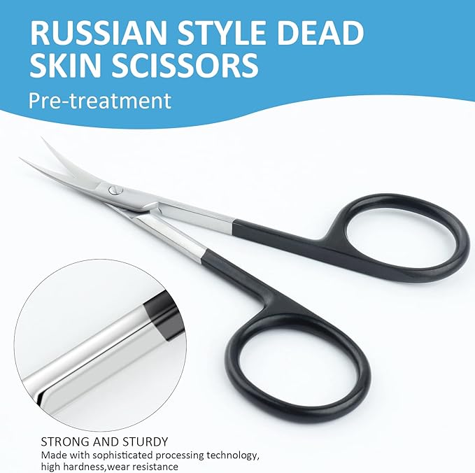 Qunzhao Cuticle Scissors for Women and Men Curved Stainless Steel with Tip Grooming Blades Manicure Nail for Dry Skin Nail Scissors (3)